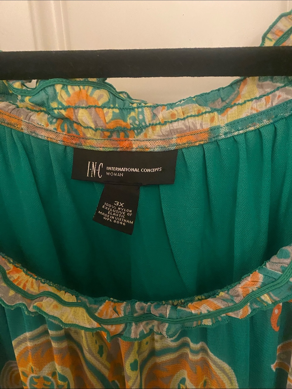 INC Teal and Orange Paisley Off-Shoulder Blouse 3x - Picture 3 of 3